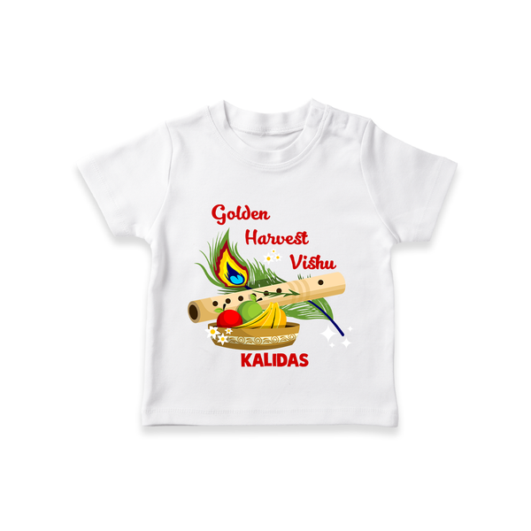 Golden Harvest Vishu Baby T-Shirt – Krishna Flute & Festive Theme - WHITE - 0-5 Months Old (Chest 17")