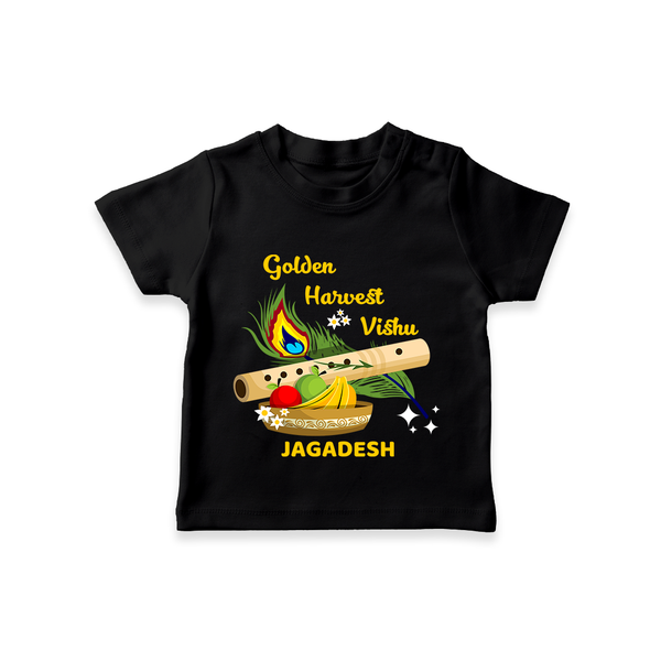 Golden Harvest Vishu Baby T-Shirt – Krishna Flute & Festive Theme - BLACK - 0-5 Months Old (Chest 17")