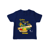 Golden Harvest Vishu Baby T-Shirt – Krishna Flute & Festive Theme - NAVY BLUE - 0-5 Months Old (Chest 17")