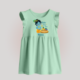 Vishu Baby Boss BABY FROCK – Cute Krishna Theme - MINT GREEN - 0 - 3 Months Old (Chest 17")
