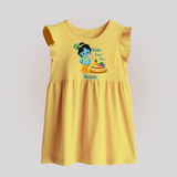 Vishu Baby Boss BABY FROCK – Cute Krishna Theme - PASTEL YELLOW - 0 - 3 Months Old (Chest 17")