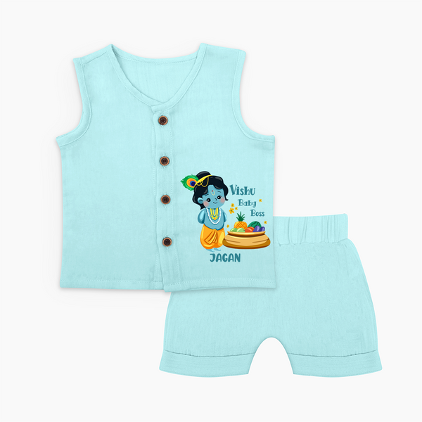 Vishu Baby Boss Jabla – Cute Krishna Theme - BABY BLUE - 0 - 3 Months Old (Chest 9.8")