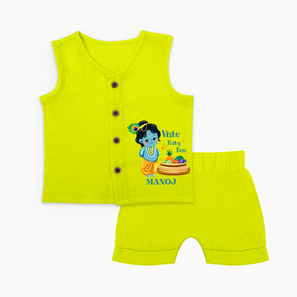 Vishu Baby Boss Jabla – Cute Krishna Theme - LIME GREEN - 0 - 3 Months Old (Chest 9.8")
