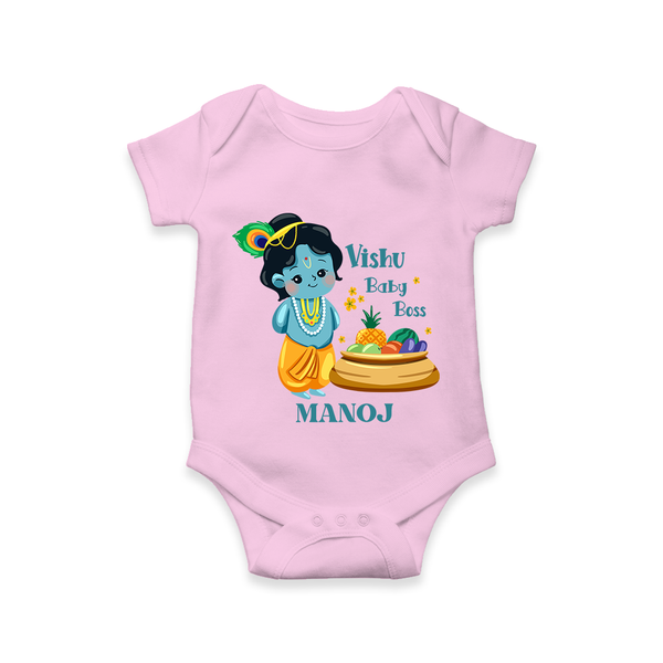 Vishu Baby Boss Romper – Cute Krishna Theme - BABY PINK - New Born (Chest 14")