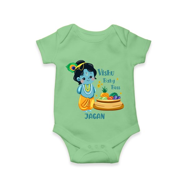 Vishu Baby Boss Romper – Cute Krishna Theme - GREEN - New Born (Chest 14")