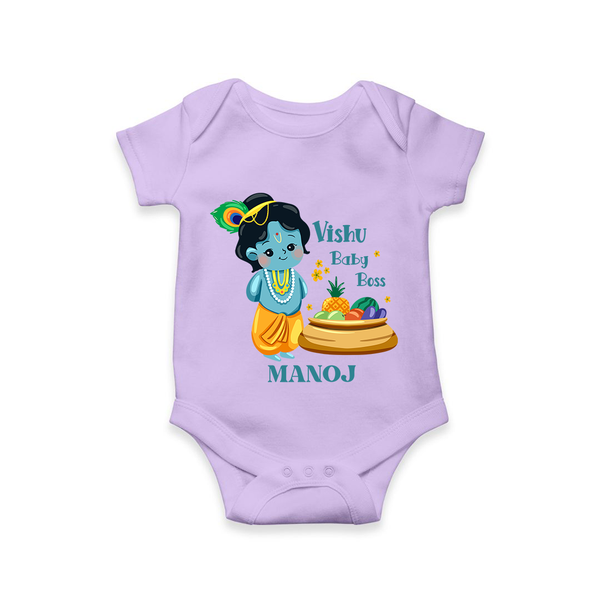 Vishu Baby Boss Romper – Cute Krishna Theme - LILAC - New Born (Chest 14")