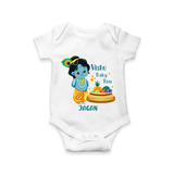 Vishu Baby Boss Romper – Cute Krishna Theme - WHITE - New Born (Chest 14")