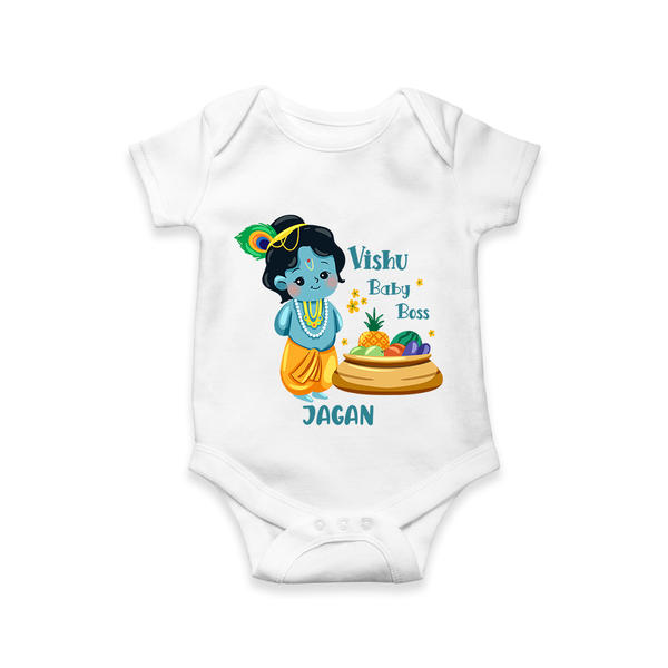Vishu Baby Boss Romper – Cute Krishna Theme - WHITE - New Born (Chest 14")
