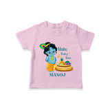 Vishu Baby Boss T-Shirt – Cute Krishna Theme - BABY PINK - 0-5 Months Old (Chest 17")