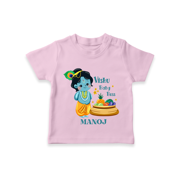 Vishu Baby Boss T-Shirt – Cute Krishna Theme - BABY PINK - 0-5 Months Old (Chest 17")