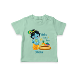 Vishu Baby Boss T-Shirt – Cute Krishna Theme - MINT GREEN - 0-5 Months Old (Chest 17")