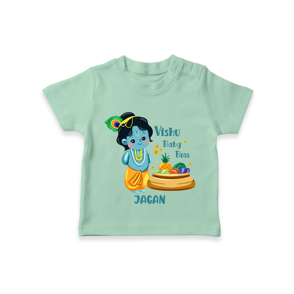 Vishu Baby Boss T-Shirt – Cute Krishna Theme - MINT GREEN - 0-5 Months Old (Chest 17")