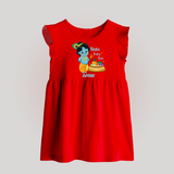 Vishu Baby Boss BABY FROCK – Cute Krishna Theme - RED - 0 - 3 Months Old (Chest 17")