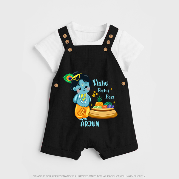 Vishu Baby Boss DUNGAREE – Cute Krishna Theme - BLACK - 0 - 5 Months Old (Chest 18")