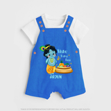 Vishu Baby Boss DUNGAREE – Cute Krishna Theme - COBALT BLUE - 0 - 5 Months Old (Chest 18")