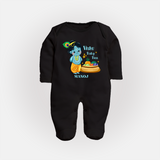 Vishu Baby Boss FULL BODY SUIT – Cute Krishna Theme - BLACK - New Born (Chest 7.5")