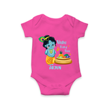 Vishu Baby Boss Romper – Cute Krishna Theme - HOT PINK - New Born (Chest 14")