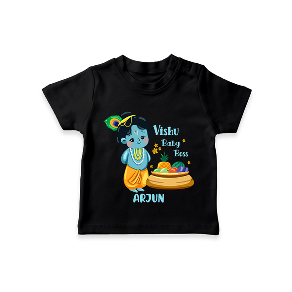 Vishu Baby Boss T-Shirt – Cute Krishna Theme - BLACK - 0-5 Months Old (Chest 17")