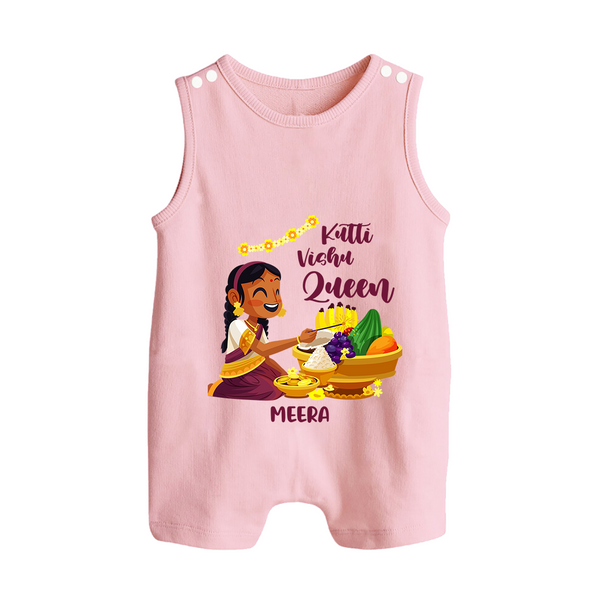 Kutti Vishu Queen Baby BUTTON ROMPER – Girl Festive Theme - BABY PINK - New Born (Chest 18")