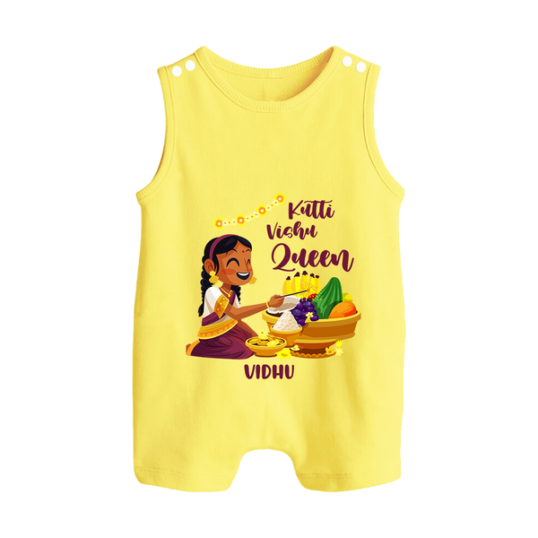 Kutti Vishu Queen Baby BUTTON ROMPER – Girl Festive Theme - PASTEL YELLOW - New Born (Chest 18")
