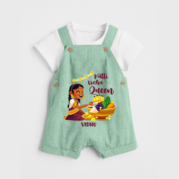 Kutti Vishu Queen Baby DUNGAREE – Girl Festive Theme - MINT GREEN - 0 - 5 Months Old (Chest 18")