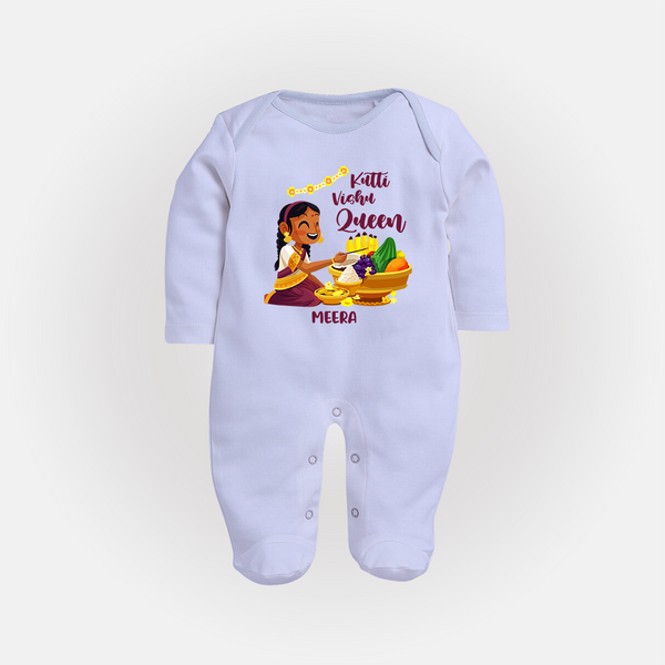Kutti Vishu Queen Baby FULL BODY SUIT – Girl Festive Theme - BABY BLUE - New Born (Chest 7.5")