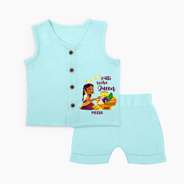 Kutti Vishu Queen Baby Jabla – Girl Festive Theme - BABY BLUE - 0 - 3 Months Old (Chest 9.8")