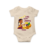 Kutti Vishu Queen Baby Romper – Girl Festive Theme - IVORY - New Born (Chest 14")