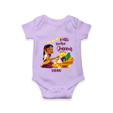 Kutti Vishu Queen Baby Romper – Girl Festive Theme - LILAC - New Born (Chest 14")