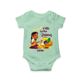 Kutti Vishu Queen Baby Romper – Girl Festive Theme - MINT GREEN - New Born (Chest 14")