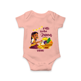 Kutti Vishu Queen Baby Romper – Girl Festive Theme - PEACH - New Born (Chest 14")