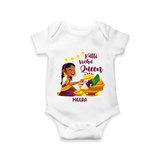Kutti Vishu Queen Baby Romper – Girl Festive Theme - WHITE - New Born (Chest 14")