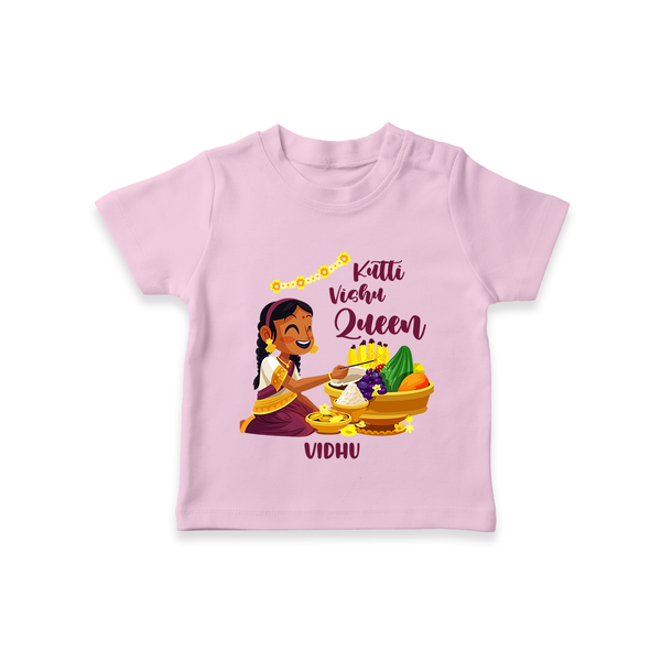 Kutti Vishu Queen Baby T-Shirt – Girl Festive Theme - BABY PINK - 0-5 Months Old (Chest 17")