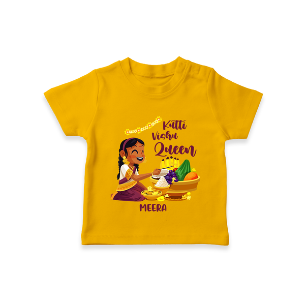 Kutti Vishu Queen Baby T-Shirt – Girl Festive Theme - CHROME YELLOW - 0-5 Months Old (Chest 17")