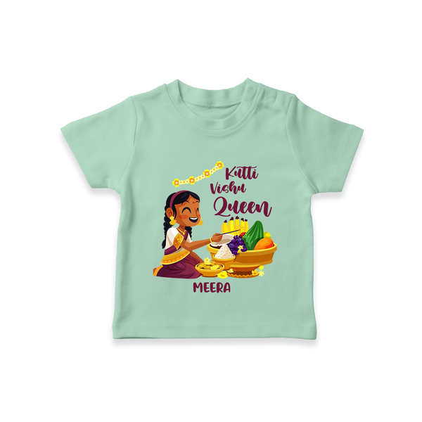 Kutti Vishu Queen Baby T-Shirt – Girl Festive Theme - MINT GREEN - 0-5 Months Old (Chest 17")