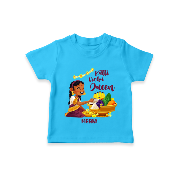 Kutti Vishu Queen Baby T-Shirt – Girl Festive Theme - SKY BLUE - 0-5 Months Old (Chest 17")
