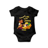 Kutti Vishu Queen Baby Romper – Girl Festive Theme - BLACK - New Born (Chest 14")