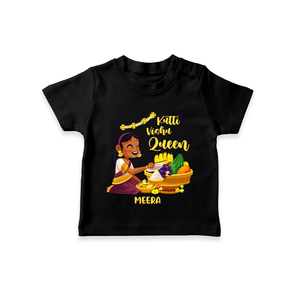 Kutti Vishu Queen Baby T-Shirt – Girl Festive Theme - BLACK - 0-5 Months Old (Chest 17")
