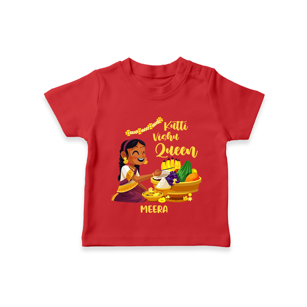 Kutti Vishu Queen Baby T-Shirt – Girl Festive Theme - RED - 0-5 Months Old (Chest 17")