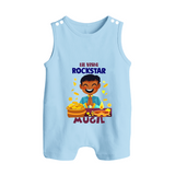 Lil Vishu Rockstar Baby BUTTON ROMPER – Cute Festive Kids Wear for Vishu Celebration - BABY BLUE - New Born (Chest 18")