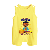 Lil Vishu Rockstar Baby BUTTON ROMPER – Cute Festive Kids Wear for Vishu Celebration - PASTEL YELLOW - New Born (Chest 18")
