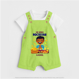 Lil Vishu Rockstar Baby DUNGAREE – Cute Festive Kids Wear for Vishu Celebration - GREEN - 0 - 5 Months Old (Chest 18")