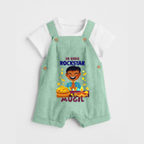 Lil Vishu Rockstar Baby DUNGAREE – Cute Festive Kids Wear for Vishu Celebration - MINT GREEN - 0 - 5 Months Old (Chest 18")