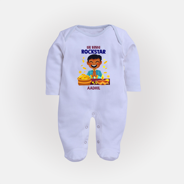 Lil Vishu Rockstar Baby FULL BODY SUIT – Cute Festive Kids Wear for Vishu Celebration - BABY BLUE - New Born (Chest 7.5")
