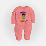 Lil Vishu Rockstar Baby FULL BODY SUIT – Cute Festive Kids Wear for Vishu Celebration - PEACH - New Born (Chest 7.5")