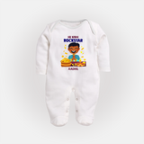Lil Vishu Rockstar Baby FULL BODY SUIT – Cute Festive Kids Wear for Vishu Celebration - WHITE - New Born (Chest 7.5")
