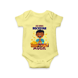 Lil Vishu Rockstar Baby Romper – Cute Festive Kids Wear for Vishu Celebration - PASTEL YELLOW - New Born (Chest 14")