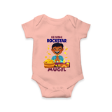 Lil Vishu Rockstar Baby Romper – Cute Festive Kids Wear for Vishu Celebration - PEACH - New Born (Chest 14")