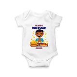 Lil Vishu Rockstar Baby Romper – Cute Festive Kids Wear for Vishu Celebration - WHITE - New Born (Chest 14")