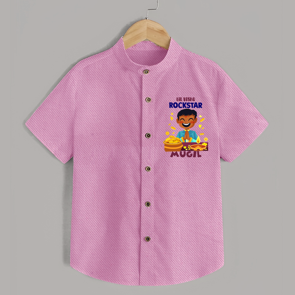 Lil Vishu Rockstar Baby SHIRT – Cute Festive Kids Wear for Vishu Celebration - BABY PINK - 0 - 6 Months Old (Chest 23")